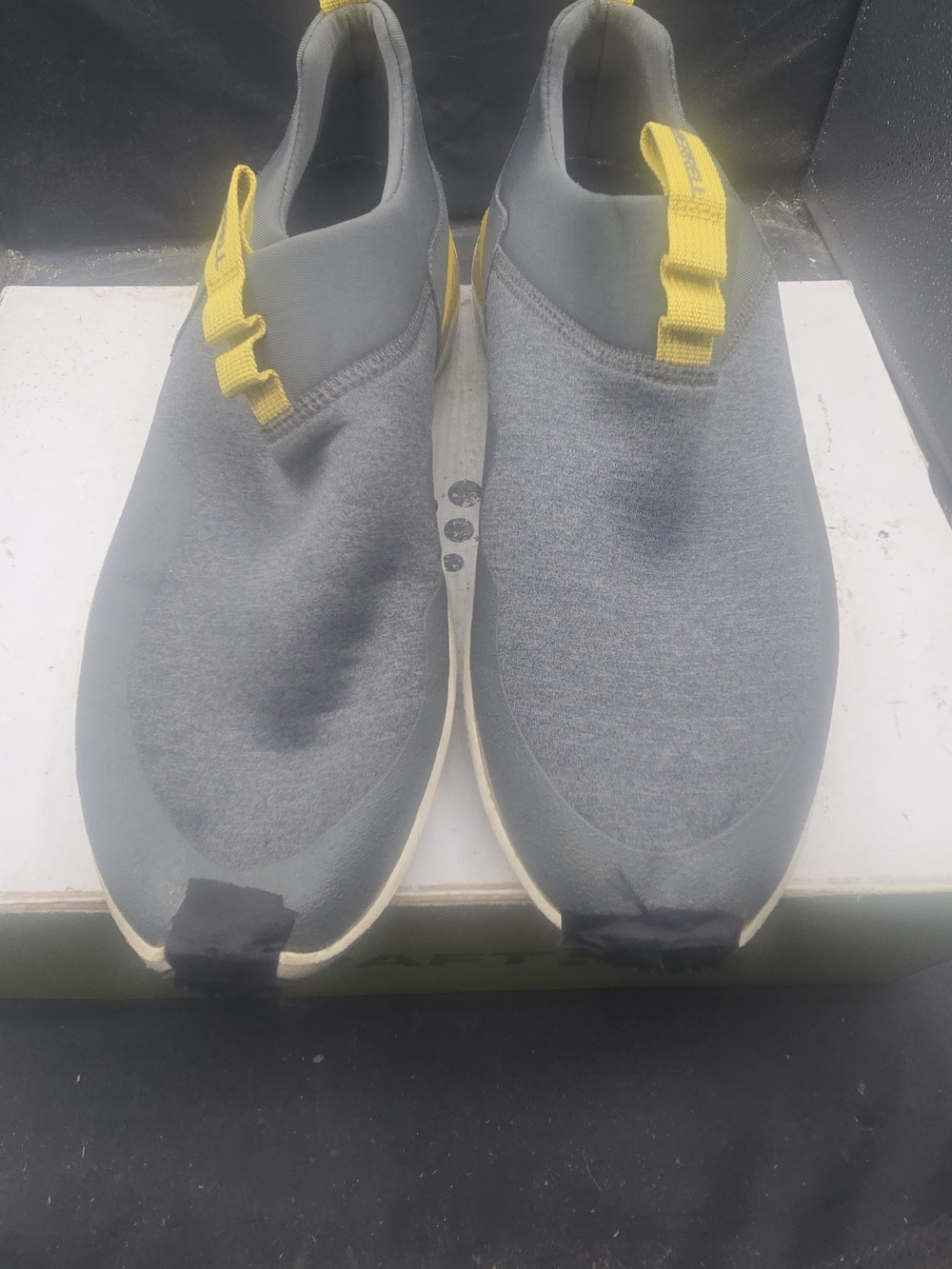 Merrell Men's Slip-On Athletic Sneakers in Gray with Yellow Pull Tabs